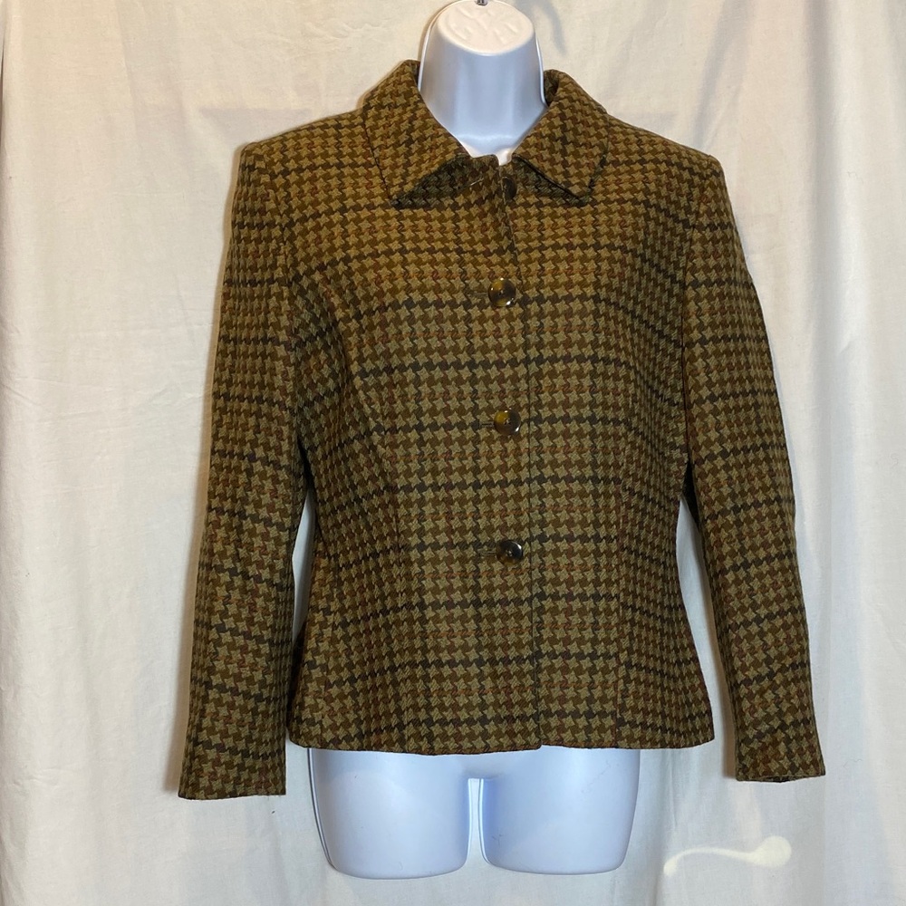 Vintage Brown Houndstooth Women's Jacket Tailor made by H. Baskin Clothier